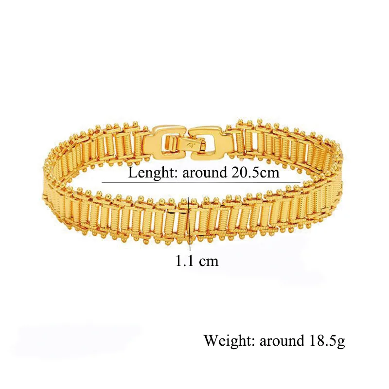 MxGxFam ( 20.5 cm x 11 mm )  Width Domineering Tank Bracelet Jewelry For Fashion Men 24 k Pure Gold Plated