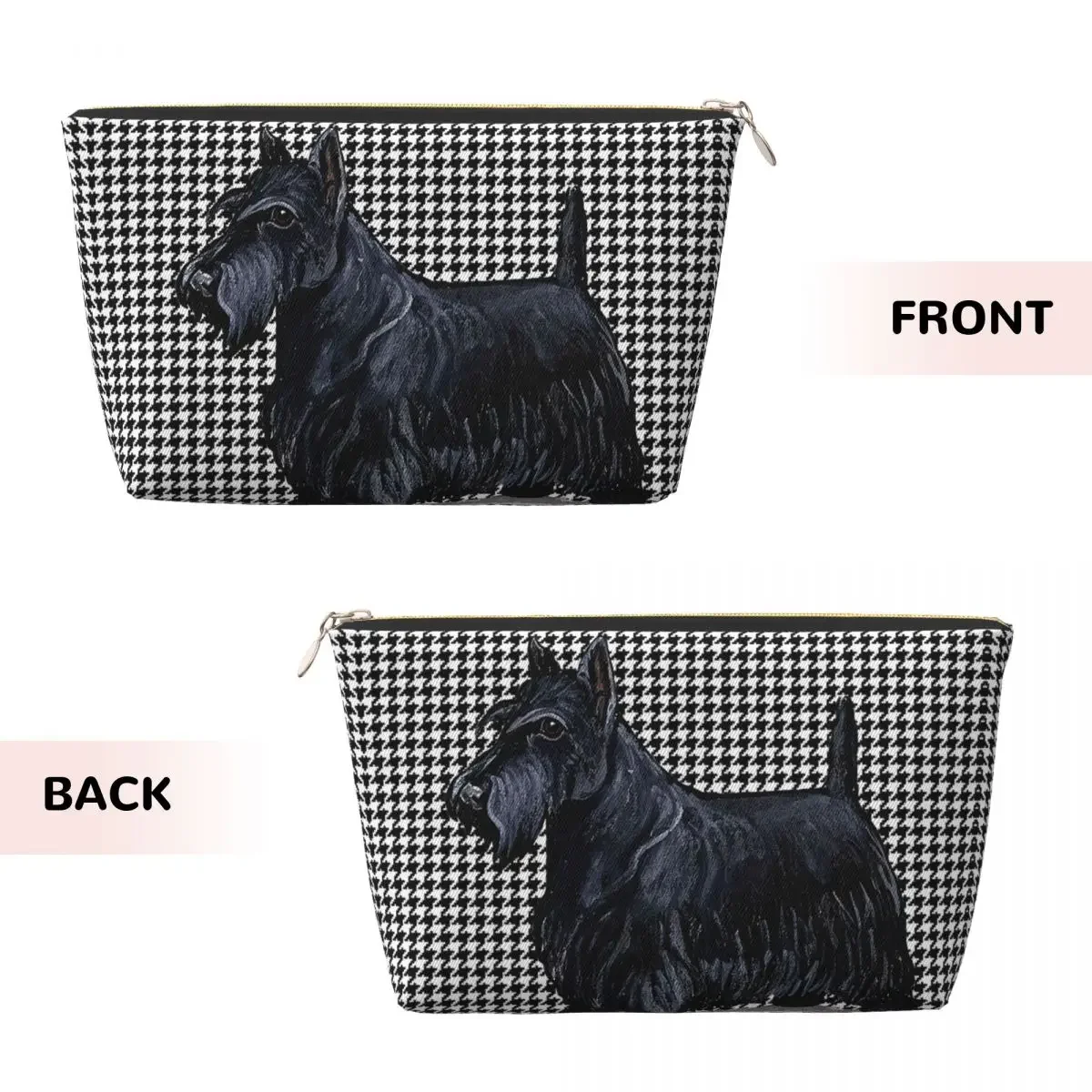 Custom Scottish Terrier Houndstooth Toiletry Bag Pet Scottie Dog Cosmetic Makeup Organizer Lady Beauty Storage Dopp Kit Case