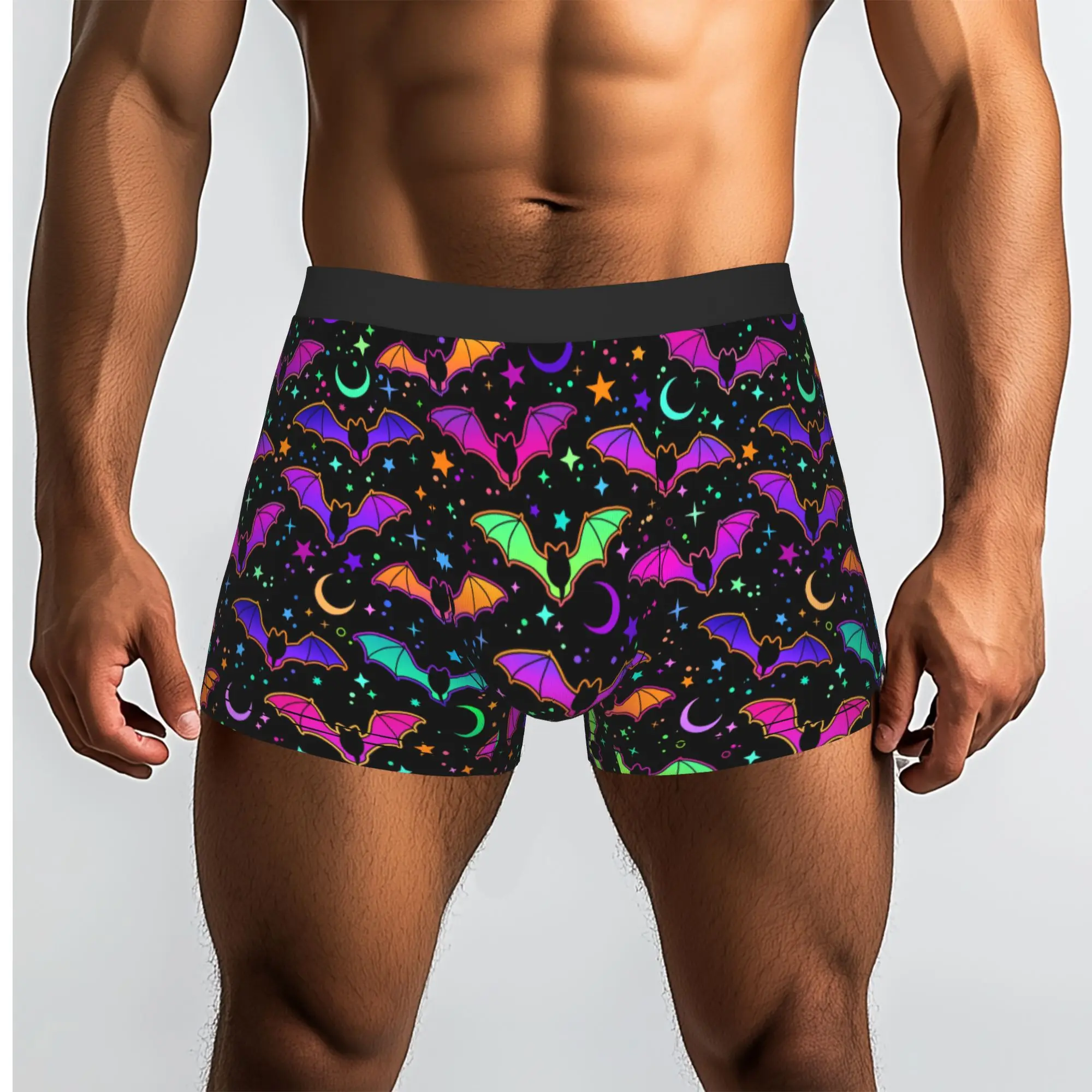 Custom Halloween Colorful Bats Underwear Men Breathable Witch Ghosts Boxer Briefs Shorts Panties Soft Underpants For Homme