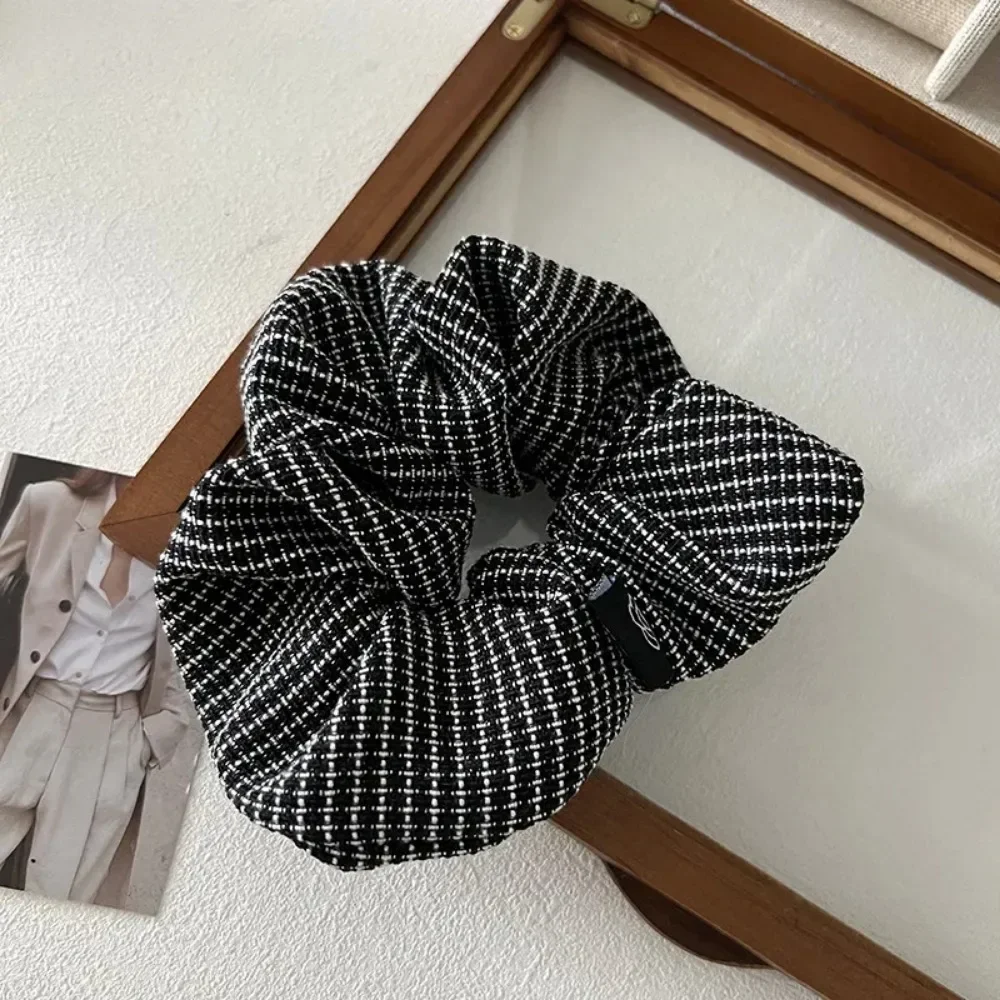 Nova moda strass feminino seda scrunchie elástico artesanal cabelo preto banda rabo de cavalo titular bandana acessórios para o cabelo