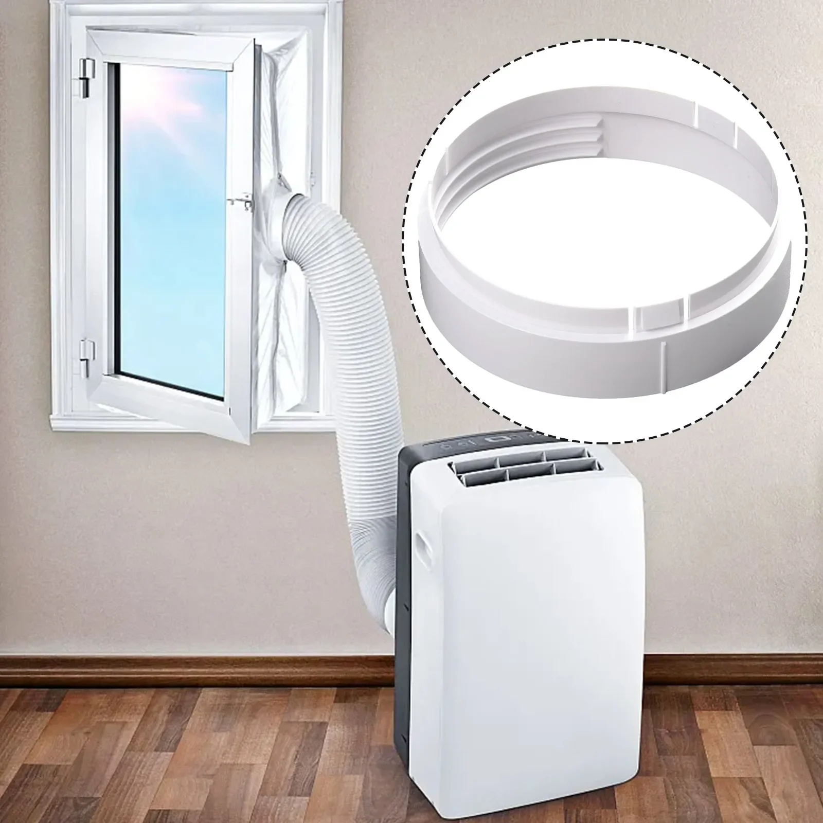 Mobile Air Conditioner Exhaust Duct Circular Connector 15cm With Sealing Baffle Plate Supporting Panel Mounting And Rotation