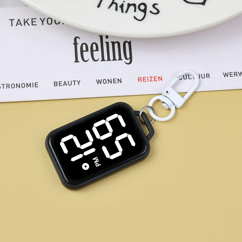Keychain Pendant Watch, Square Large Character Electronic Watch, Touch Luminous Student Pocket Watch