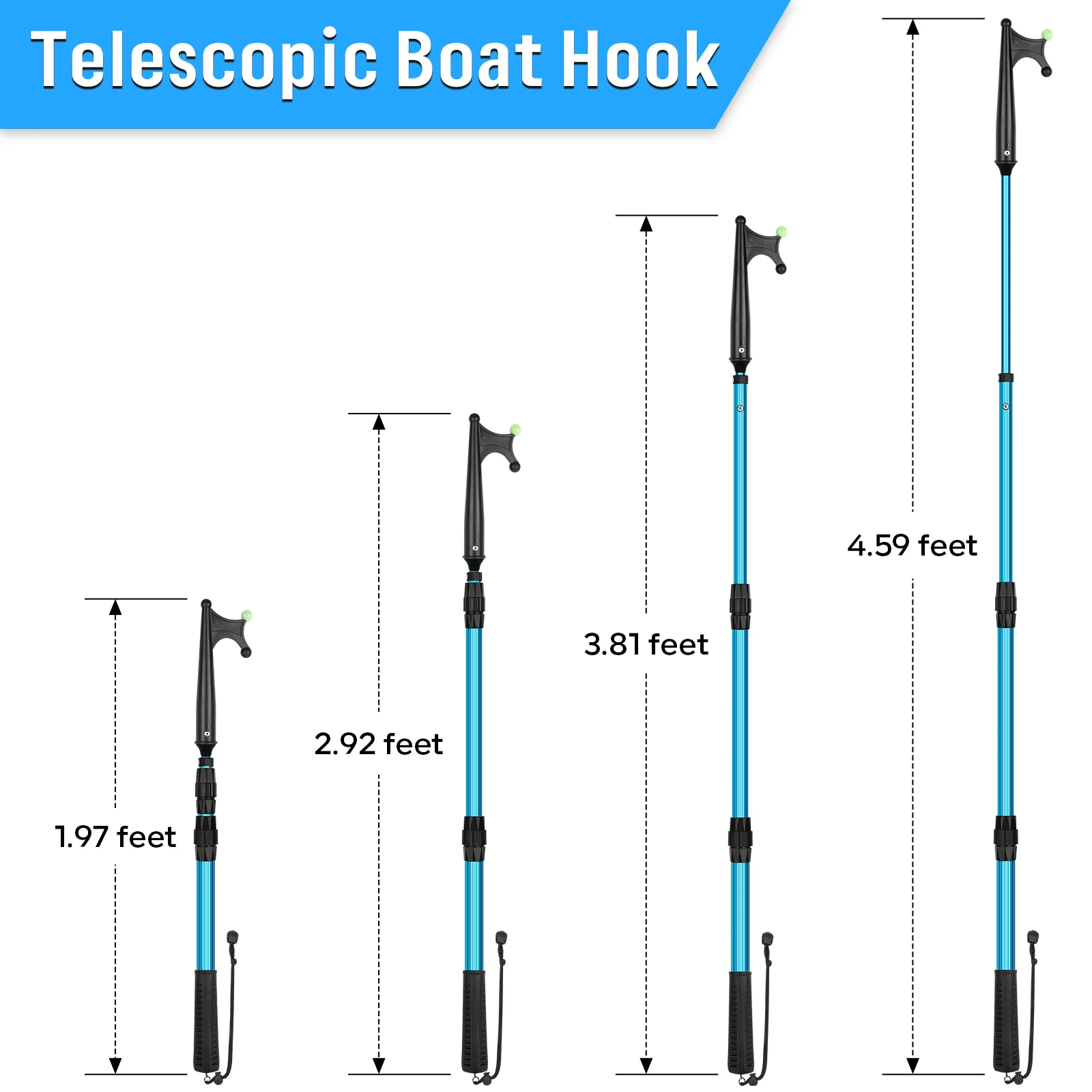 SAN LIKE poste telescópico luminoso para barco con gancho y flotador