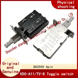 Original Taiwan KDC-A11 self-locking power switch TV-8 with lock 8A250V power amplifier case key press button