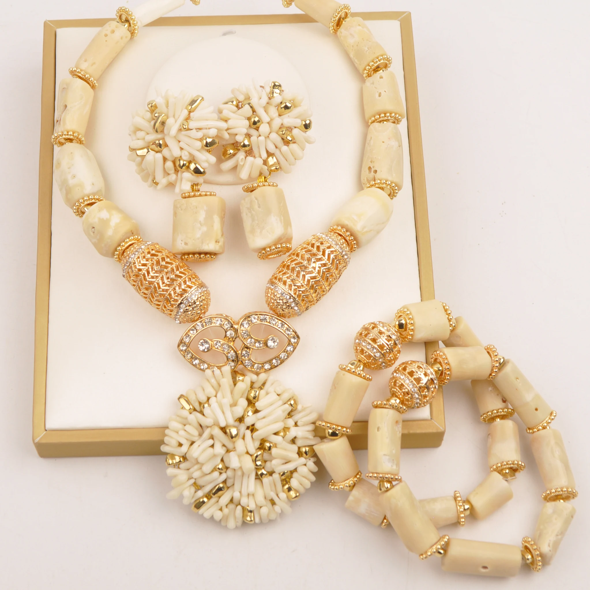 

White Original Coral Bead Jewelry Sets