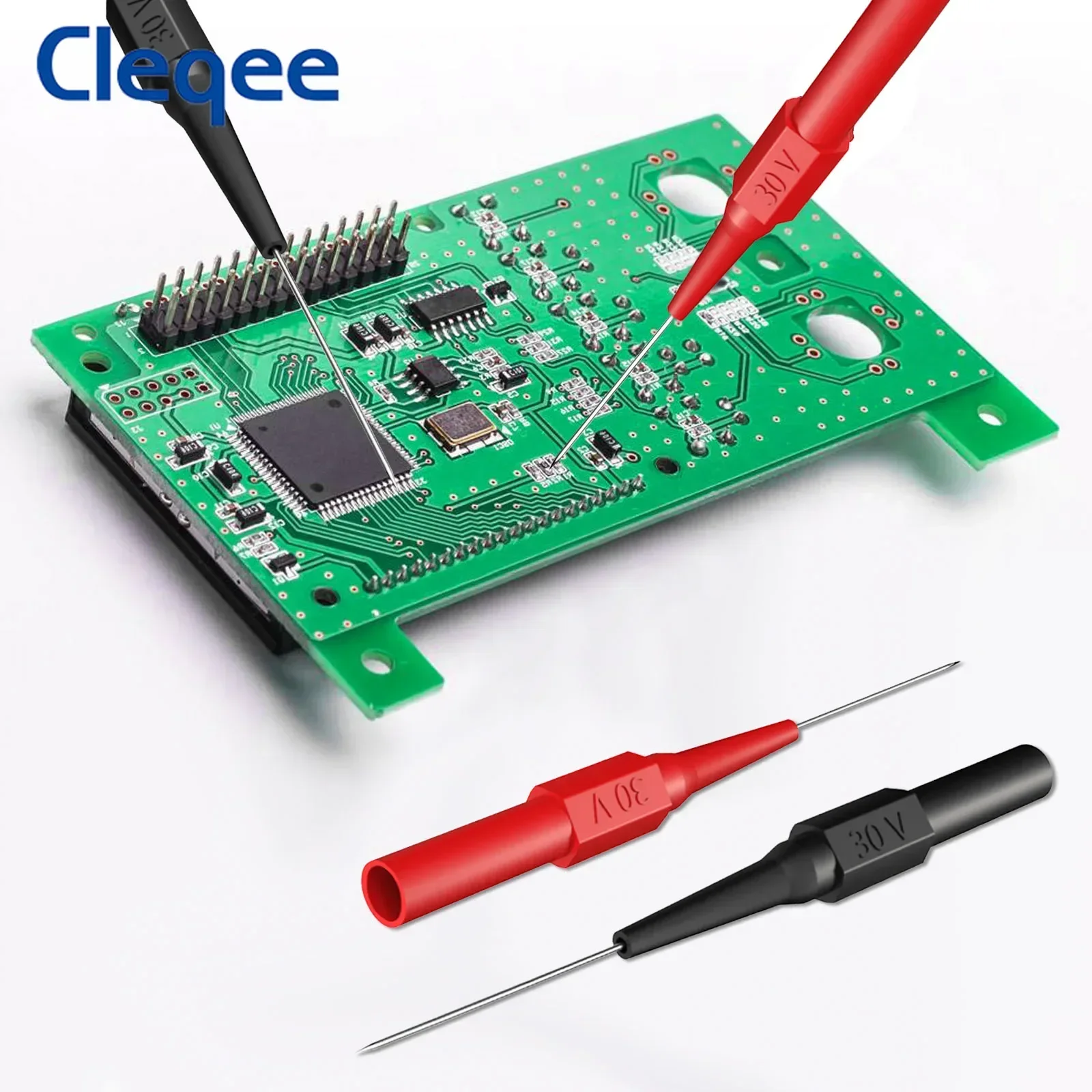 Cleqee P5007 Pro 15PCS Back Probe Kit Test Probes with 4mm Socket 3 Types Wire Piercing Needles Acupuncture Car Tool Kit 30V