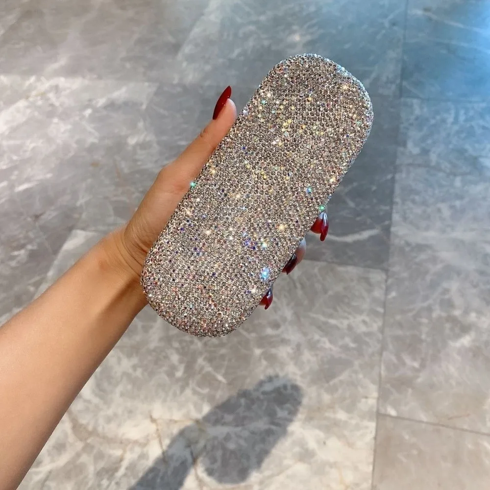 Leather Rhinestone Glasses Case Large Capacity Black Eyewears Storage Box Dust-proof Eyewear Protector Case Glasses Organizer