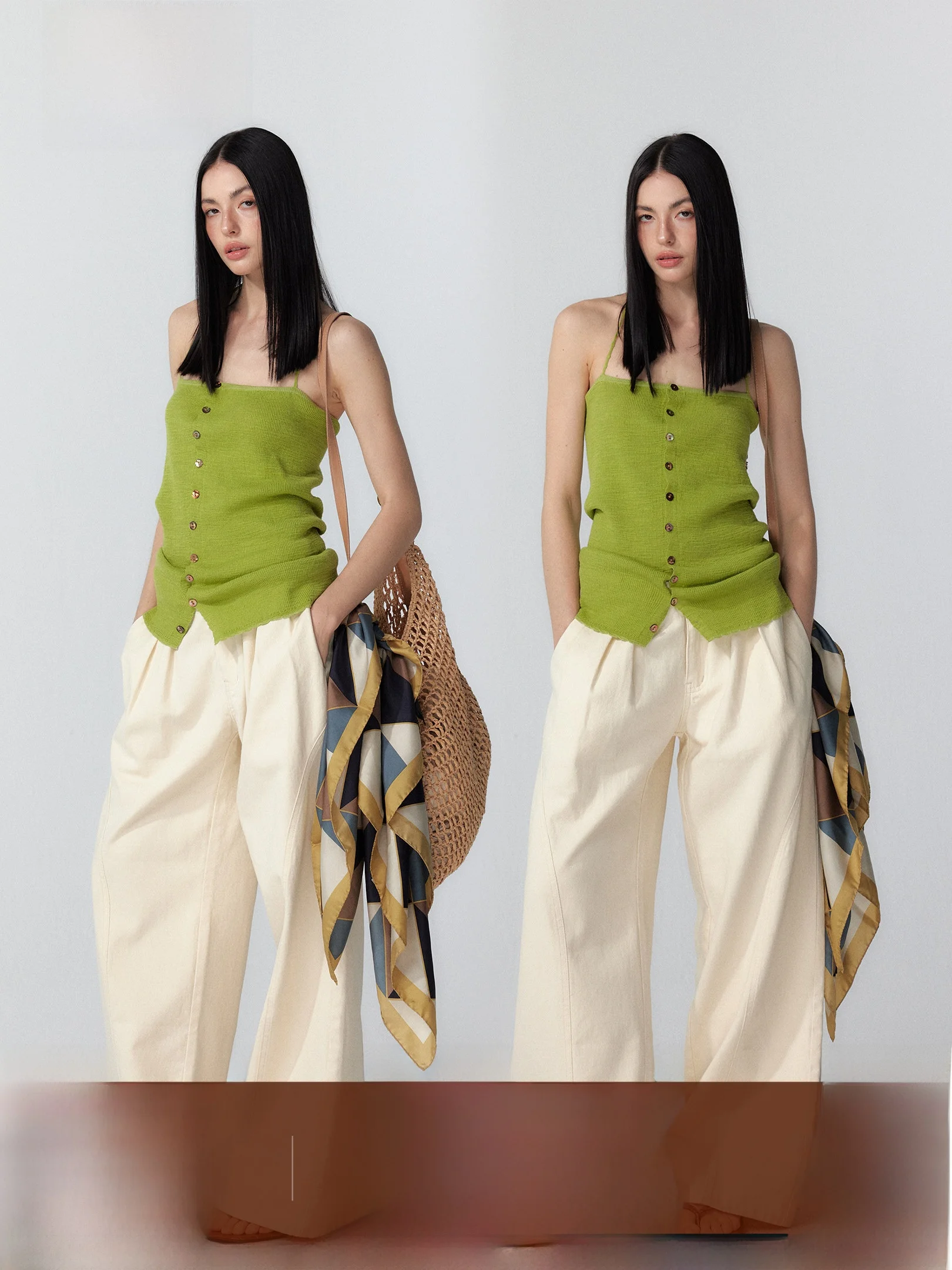 

Three Goood Low Waist Wide Leg Jeans Casual Straight Leg Pants Pleated Loose Fit Summer Cotton Ladies Fashion