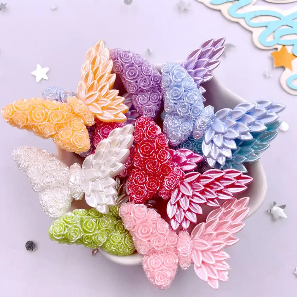 10PCS Mix Resin Cartoon Colorful Rose Butterfly Figurines Flat back Stone DIY Valentine's Day Decor Scrapbook Accessories Crafts