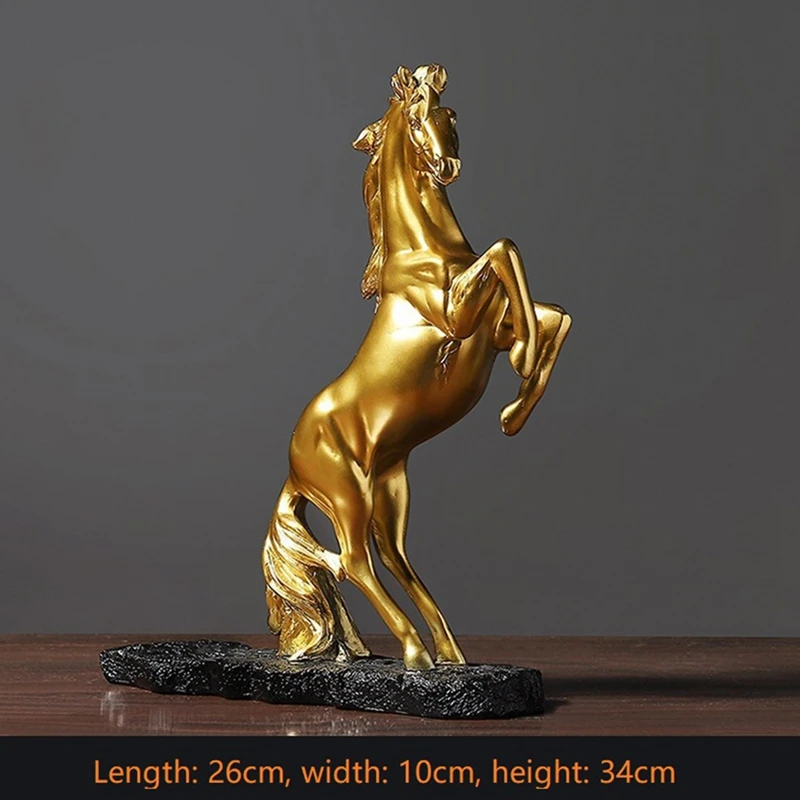 Resin Horse Wine Rack Figurines Horse Bottle Holder Storage Decoration Parts Collection Interior Home Item Golden