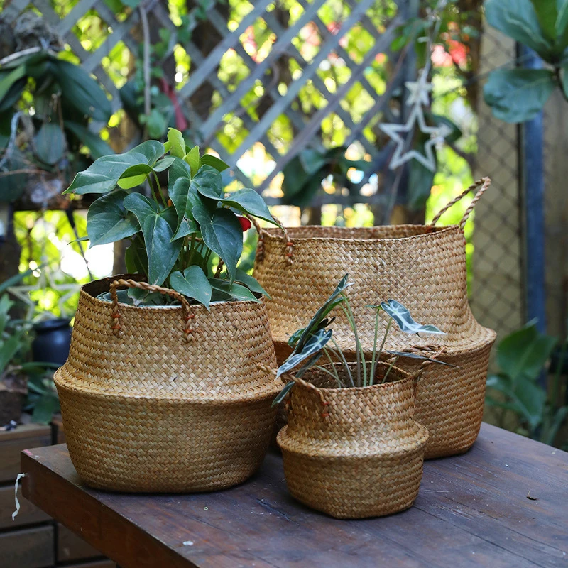 Zerolife Algen Weidenkorb Rattan Hängender Blumentopf Schmutziger Wäschekorb Aufbewahrungskorb Cesta Mimbre Korb Picknickkorb – Detail 2