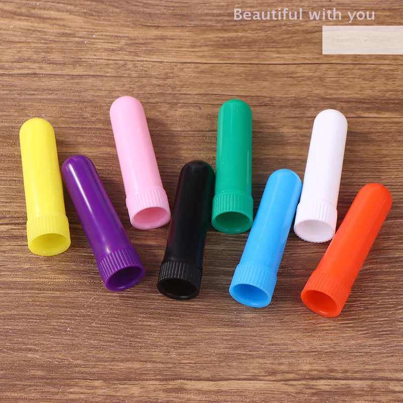 면심지가 있는 빈 비강 흡입기 튜브, 에센셜 오일 용기용 플라스틱 비강 흡입기 스틱 리필, 아로마테라피 흡입기