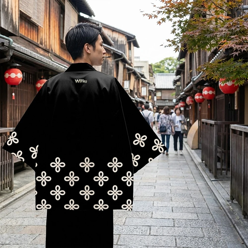 Cardigã Kimono WIFRU para Homens e Mulheres com Estampa de Flor de Cerejeira Japonesa, Jaqueta Haori Estilo Harajuku, Moda Asiática, Roupa Tradicional
