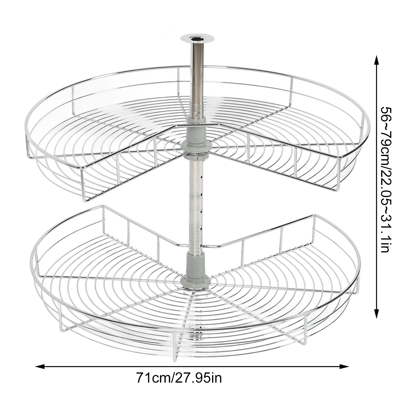 Rotating Corner Shelf Kidney Shaped 270 Degree Storage Holder Basket for Home Kitchen