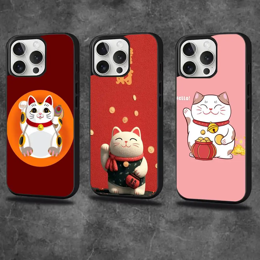 

Cartoon Lucky Cat Phone Case For iPhone 17,16,15,14,13,12,11,Pro,Max,Plus,Mini,SE4,E Magnetic Magsafe Wireless Charging