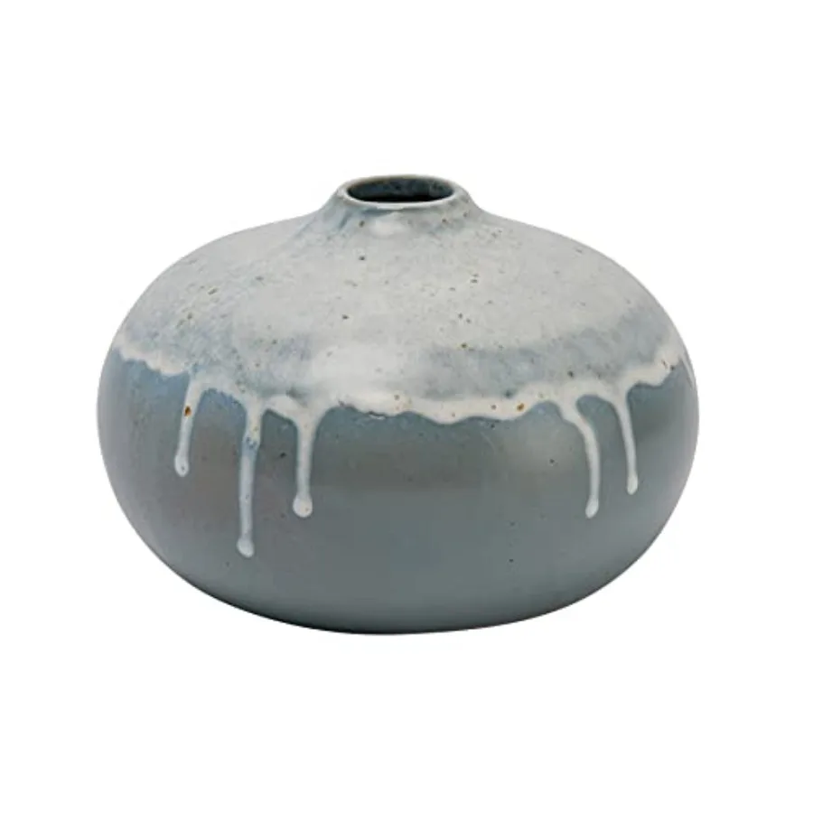 Farmhouse Stoneware 2-Tone Vase, Multicolor Reactive Glaze
