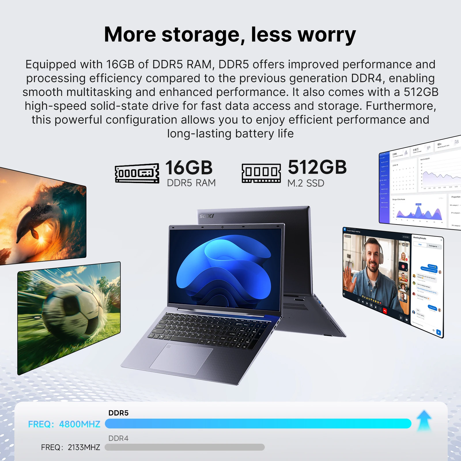 SUXI METABOOK Pro Laptop 17,3" |   Intel N5095 3,2 GHz |   16 GB RAM + 512 GB SSD |   Windows 11Pro |   Fingerabdruck-Entriegelung |   Bluetooth 5.0