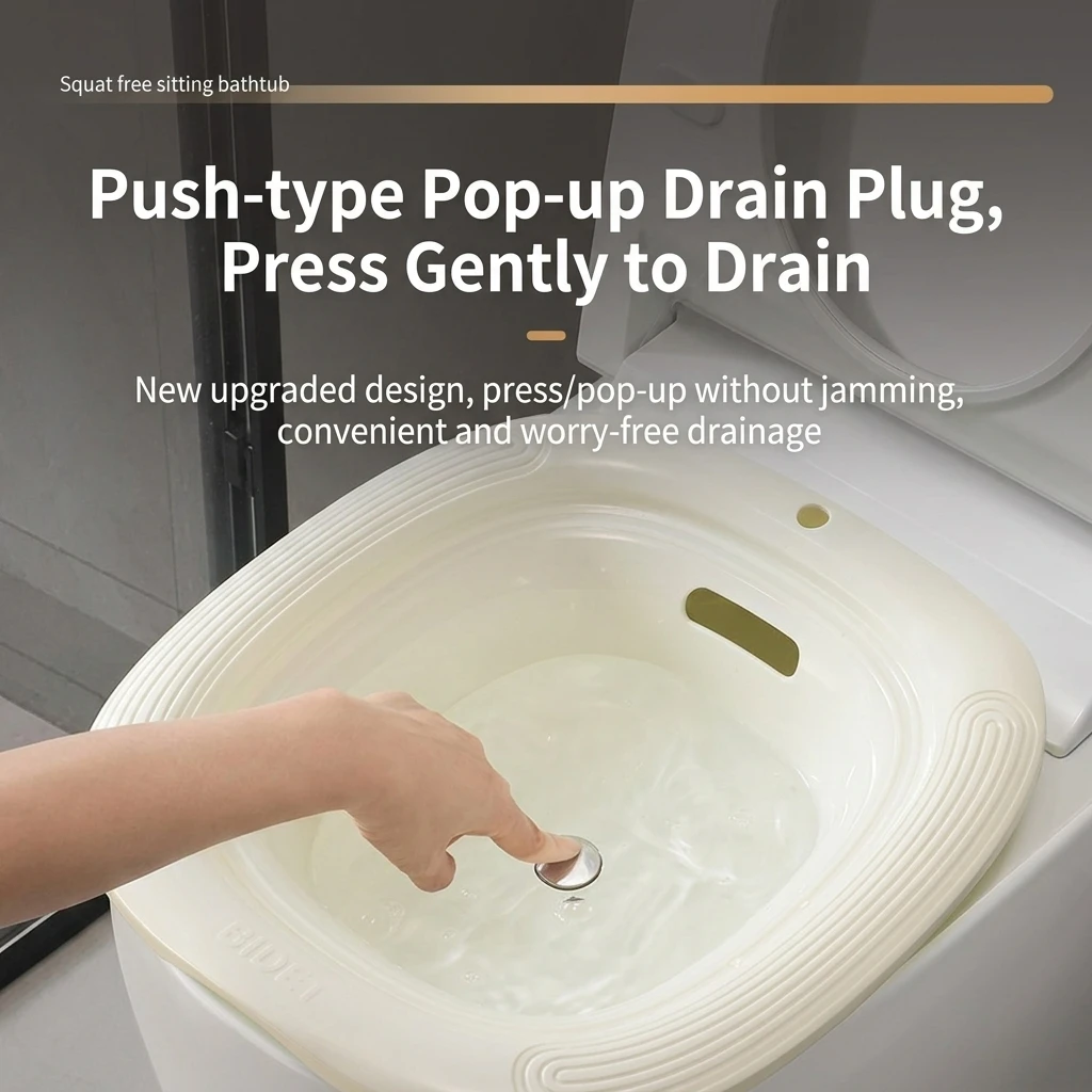 Bidet Ergonomic Curved Surface Design Comfortable Bath One-Button Drainage Non-Slip Basin Rim Physical Therapy Bidet Bathroom