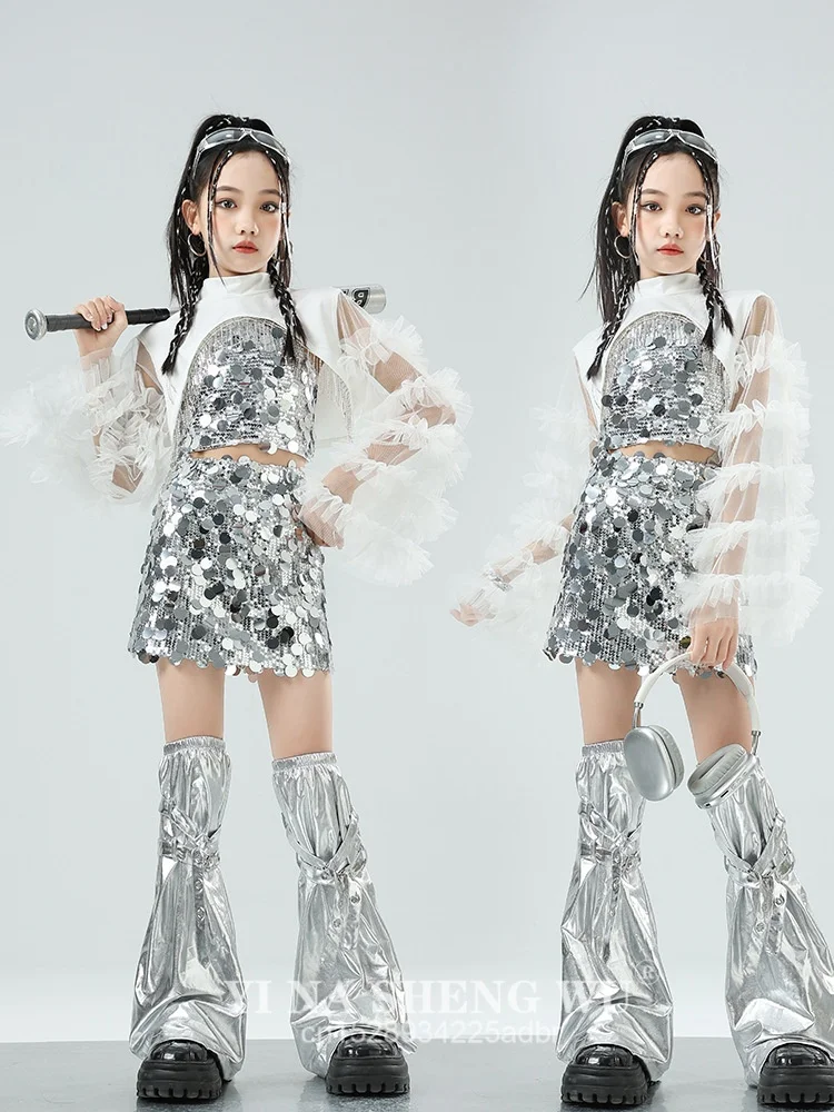 ملابس فتاة الرقص أزياء رقص الجاز ملابس أداء K-pop للأطفال أزياء الهيب هوب ملابس الفتيات الرائعة ملابس الرقص في الشوارع