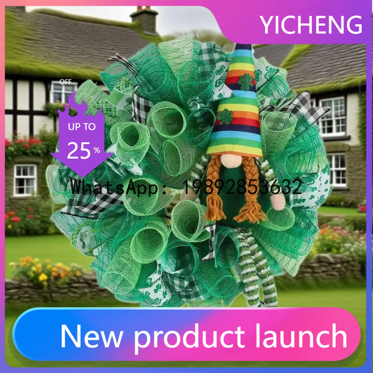 

ZZ wreath table St. Patrick's Day wreath pendant household wear