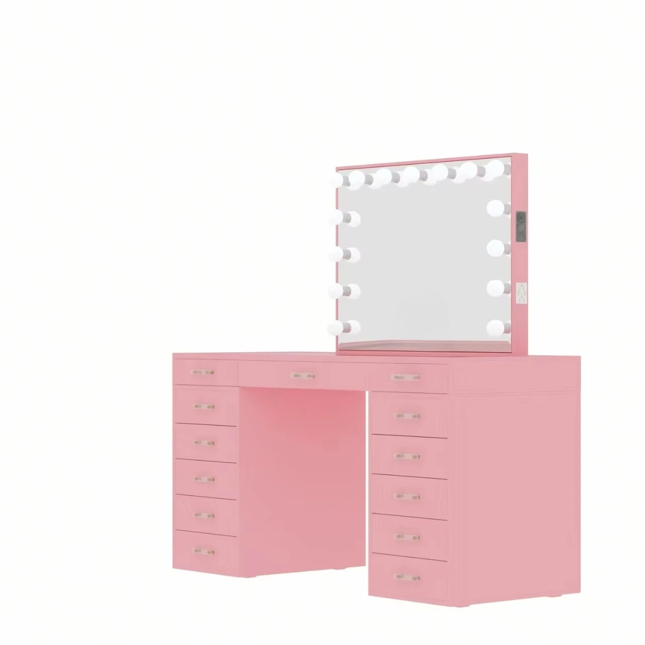 Best-Selling New Modern Furniture Equipped with Bluetooth Speaker Pink Dressing Desk with LED Illuminated Makeup Vanity Table