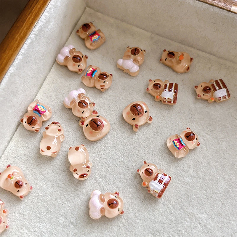 Cute Capybara Nail patch fai da te resina accessori per gioielli per unghie Cartoon Nail Sticker decorazione ornamento Manicure per ragazze regalo