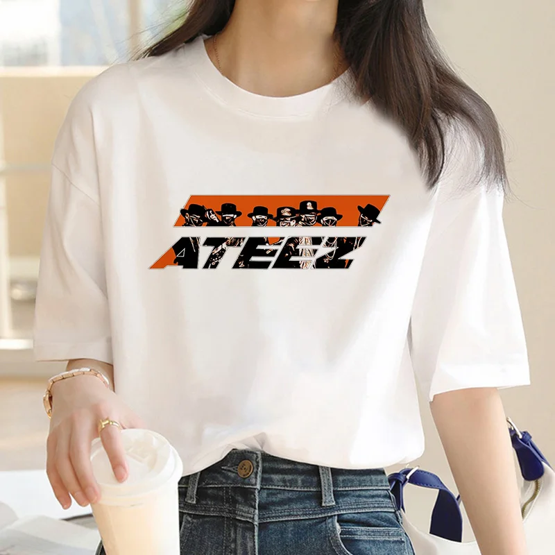 ateez t-shirt men tumblr white t shirt aesthetic summer top t shirt streetwear aesthetic