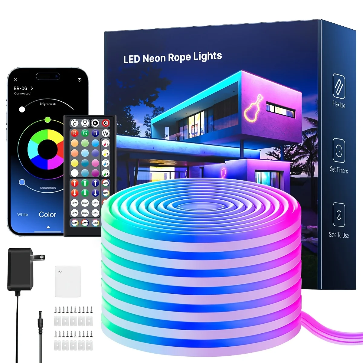 

Nexillumi 100ft Neon LED Rope Lights LED Lights for Bedroom Flexible LED Light Strip with Remote And APP Control RGB Lighting Strip for Indoors Bedroom Room Home Decor