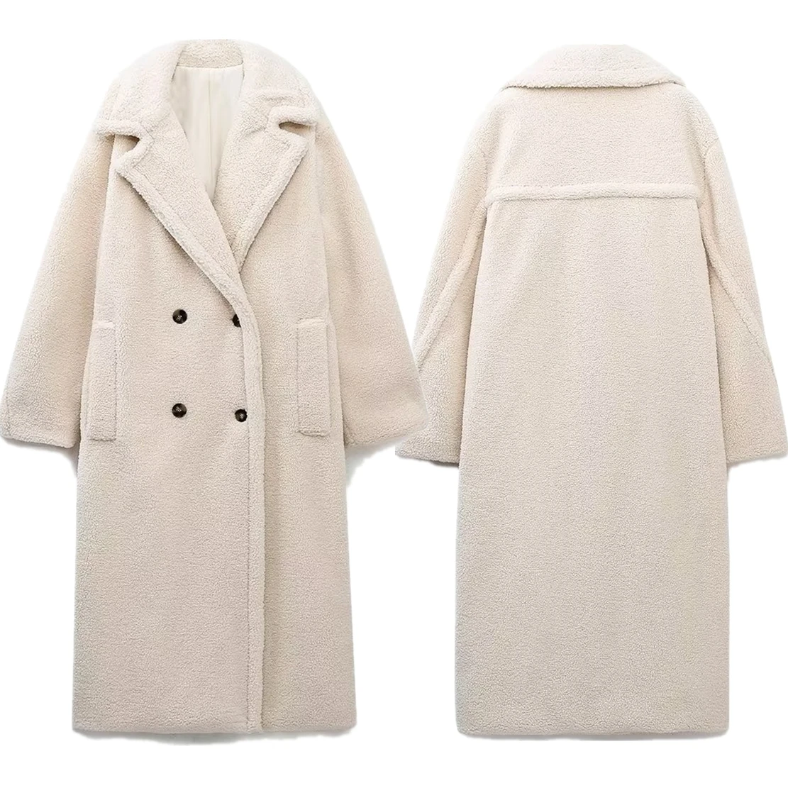 

Maxdutti Winter British fashion Trench Coat Jacket Women Eelgant Beige Women's Retro Trousers Woolen Coat