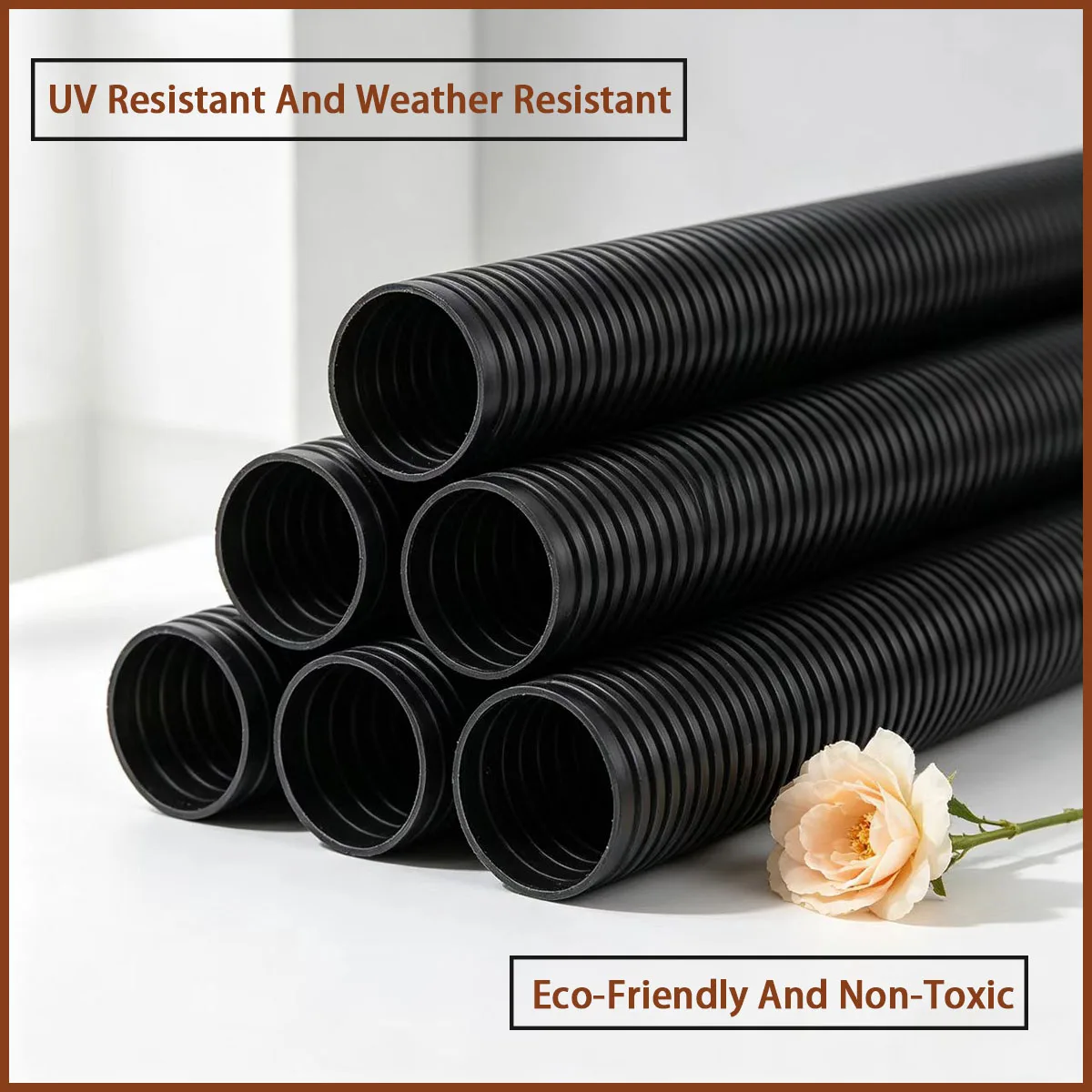1/5/10m long black PP corrugated pipe used for threading, drainage, ventilation and other scenarios