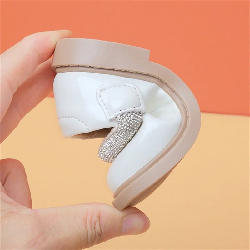 New Spring/Autumn Baby Shoes Leather Bright Rhinestone Girls Princess Shoes Single Shoes Fashion Little Kids Shoes Party