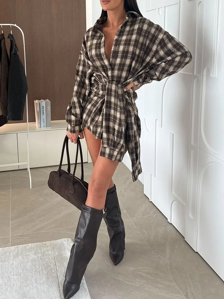 Herfst Winter Nieuwe Single Breasted Dames Tops Vintage Revers Lange Mouw Raster Bedrukte Shirts Vrijetijdsbesteding Dame Losse Pendelblouse