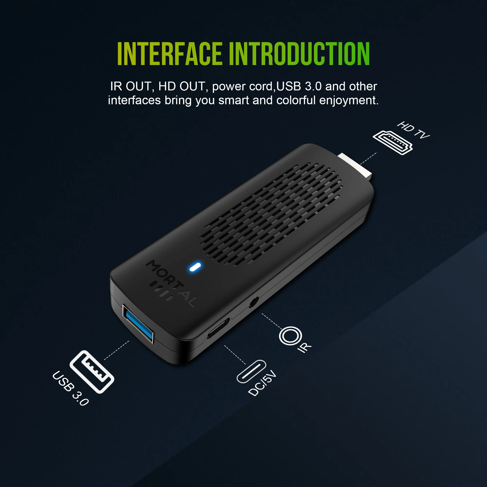2025 Neuer R3+ Smart Android TV Stick Rockchip RK3518 mit Wifi6 Dual Brand 8 GB 128 GB 8K 3D HDR Google Voice Remote DC 5V 2A – Detail 14