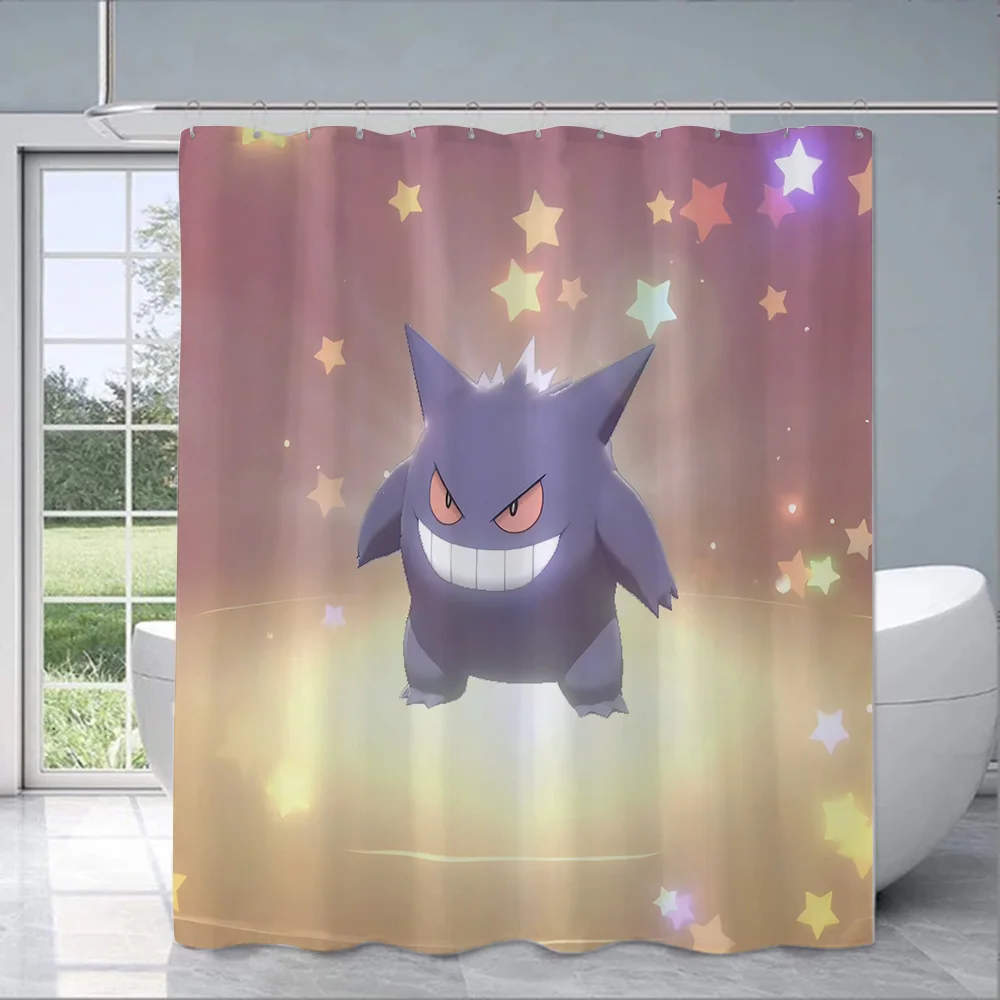 P-Pokemons G-Gengars Shower Curtain Waterproof Polyester Fabric Paint Bath Curtains Home Bathroom Decor Curtain With Hook