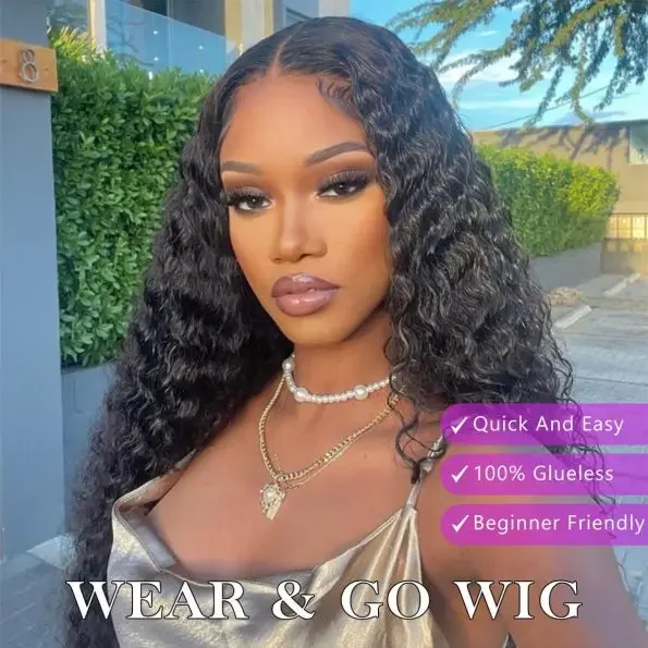 180 Density Brazilian Loose Deep Wave 5x5 6x4Glueless Closure Ready To Wear Human Hair Wig Preplucked Curly Pre Cut HD Lace Wigs