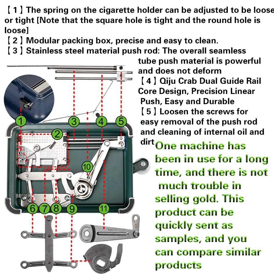 HERMIT CRAB plateado 6,5mm doble guía fabricante de cigarrillos almohadilla antideslizante de pie romano fabricante de cigarrillos Manual doble guía cigarrillo