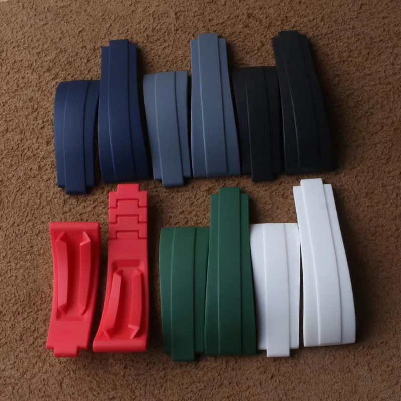 20/21 مللي متر حزام ساعة مطاطي طبيعي ناعم لحزام رولكس لـ DAYTONA الغواصة GMT Yacht-Master OYSTERFLEX Glidelock ملون