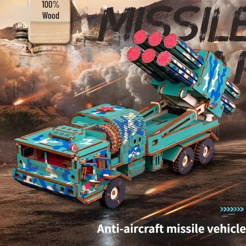 Wooden 3D Three-dimensional DIY Handmade Puzzle Educational Toy Tank Infantry Fighting Vehicle Model Puzzles for Kids  Jigsaw