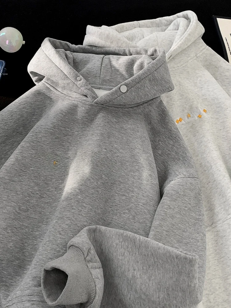 

Мужская зимняя толстовка с капюшоном на флисовой подкладке, теплая, плотная, в американском стиле, модная брендовая одежда для мужчин