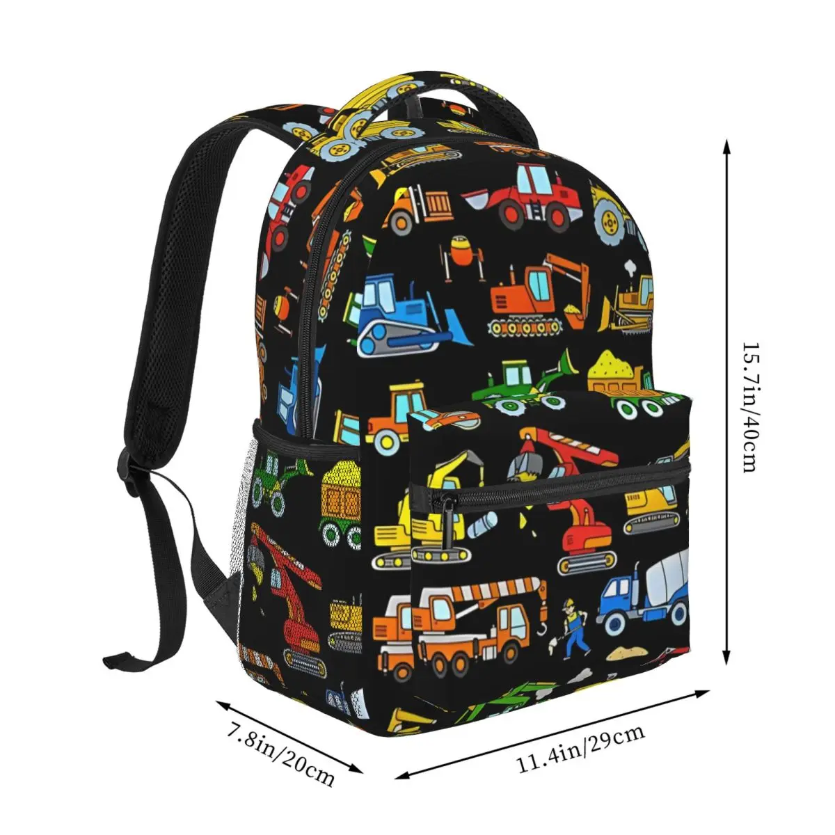 Digger Construction Vehicle Design Backpack for Men Women Fashion High School Hiking Travel Daypack College Shoulder Bag 16in