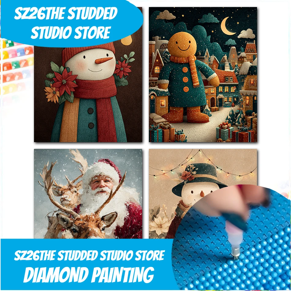 

Sz26The Studded Diamond Painting Novelties Christmas Snowman Christmas Old Man Rhinestones Cross Stitch Arts Craft 5D Diamond P
