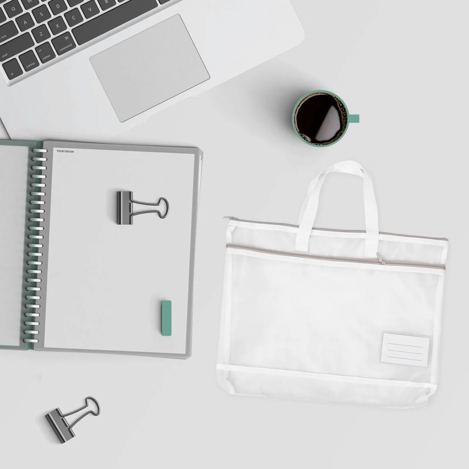 

2Pcs Nylon A3 Document Storage Bag Large Capacity Zipper Pouch Handle Travel Office Mesh Art Portfolio Organizer