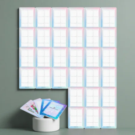 30Pcs Holographic Blank Diamond Art Cards, 3-Inch Blank Grid Template Cards for 2.8mm Round Diamonds, Freestyle DIY with Leftove