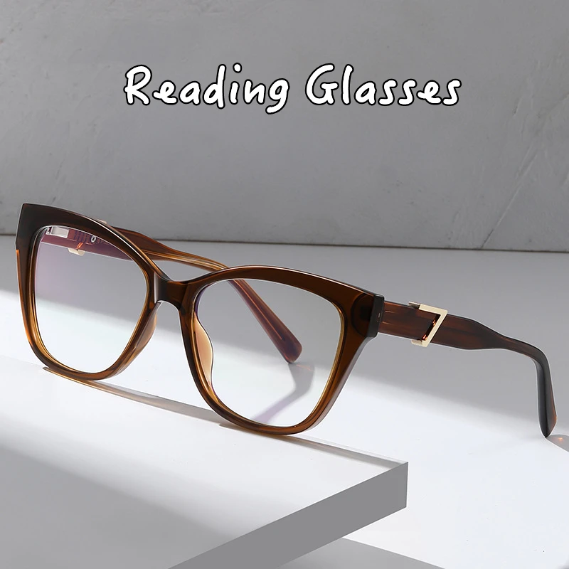 Cat's Eye Photochromic Anti Blue Light Reading Glasses For Women and Men Advanced Plate Spring Leg Luxury High Quality Glasses