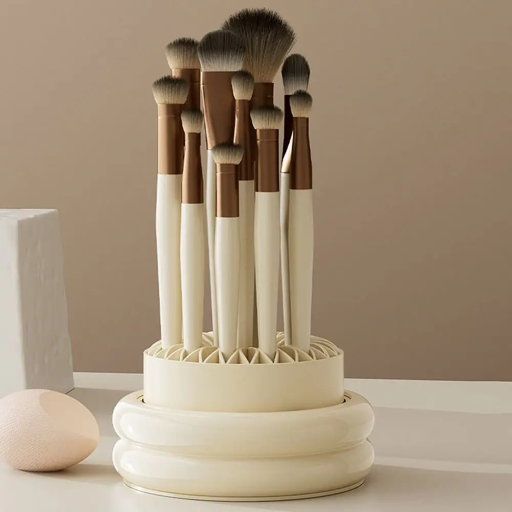 

2-in-1 Makeup Brush Storage Bucket Large Capacity Detachable Cosmetic Brush Hang Drying Holder Transparent Dustproof