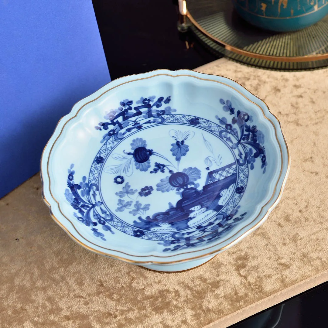 Oriental Series Ceramics 8.5in High Foot Fruit Plate Home High-end Exquisite Food Plate Cake Stand Luxury Tableware