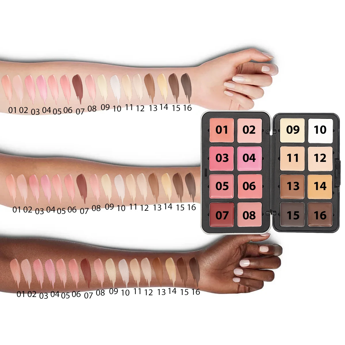 16-kleuren highlight-palet, alles-in-één oogschaduw, poederblusher, contour, zeer geschikt voor dagelijkse make-up