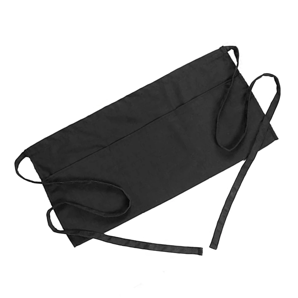 

Black Half Apron for Waitress with Three Pockets Restaurant Cafe Hotel Server Work Clothing Easy Clean Polyester