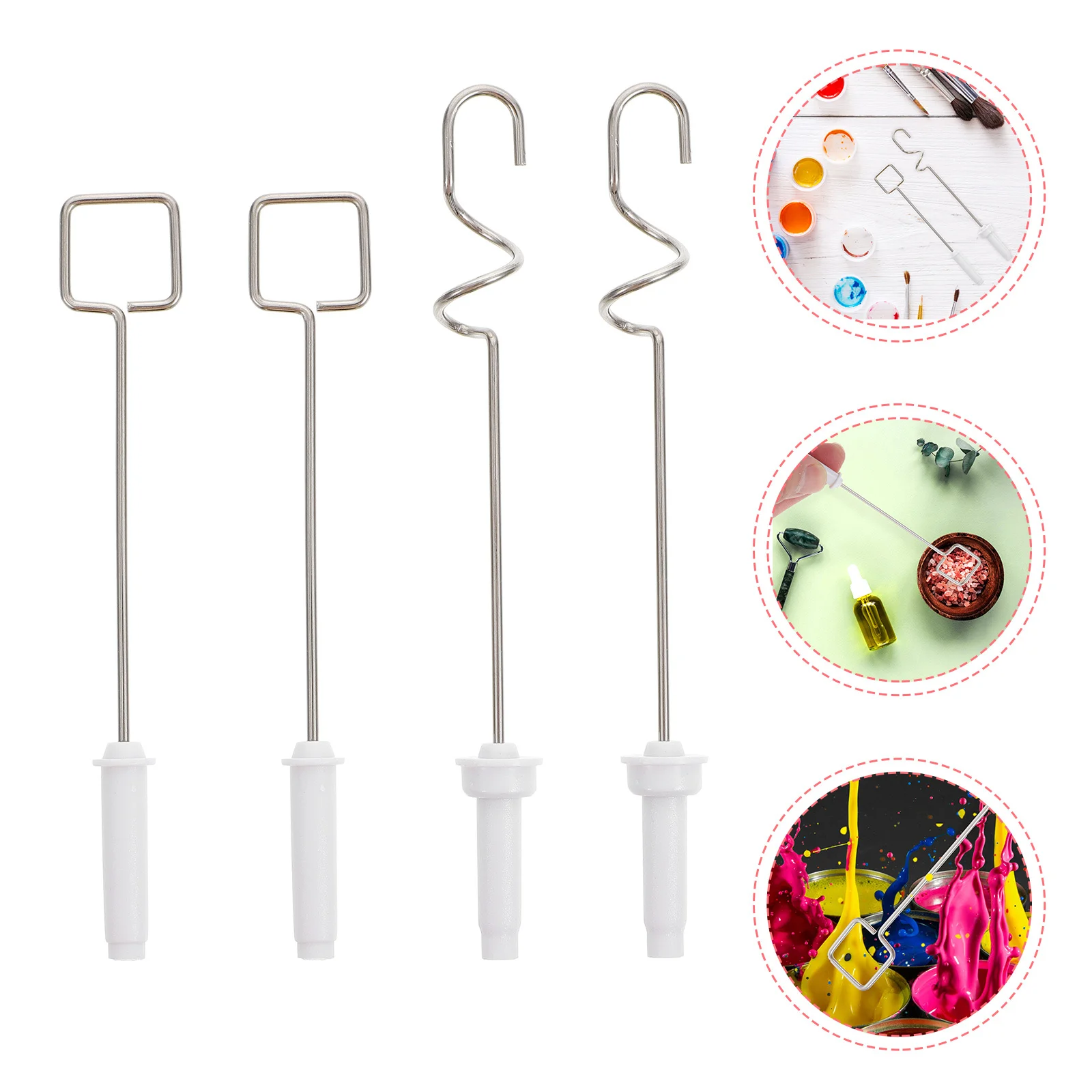 

4Pcs Pigment Stirrer Heads Metal Plastic Replacement Tips for Long-Lasting Mixing of Watercolor Ink Painting Pigment Makeup