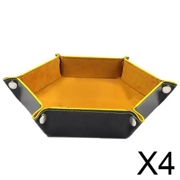 Plateau à dés hexagonal Portable, boîte de rangement pliable en cuir, tapis en flanelle pour jeux roulants et fêtes